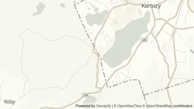 Mapa okolicy: Ławka Asesora w Kartuzach — Kartuzy, Kaszuby. Podgląd obejmuje około 3,6 km w poziomie.