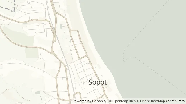Mapa okolicy: Łazienki Północne w Sopocie — Sopot. Podgląd obejmuje około 3,6 km w poziomie.