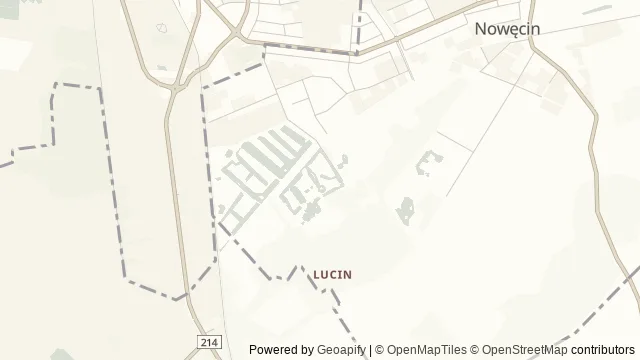 Mapa okolicy: Łeba Park. Park Dinozaurów — Nowęcin, Wybrzeże Słowińskie. Podgląd obejmuje około 3,6 km w poziomie.