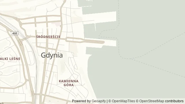 Mapa okolicy: Marina Gdynia — Gdynia. Podgląd obejmuje około 3,6 km w poziomie.