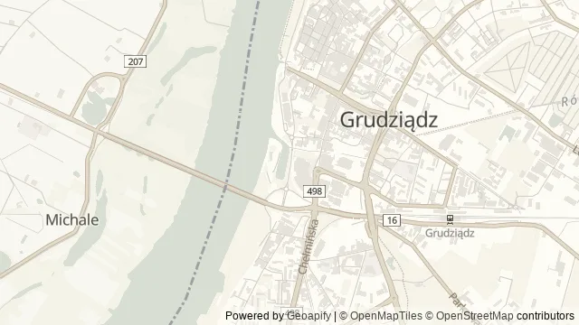 Mapa okolicy: Marina Grudziądz — Grudziądz, Ziemia chełmińska. Podgląd obejmuje około 3,6 km w poziomie.