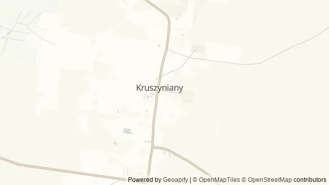 Mapa okolicy: Meczet w Kruszynianach — Kruszyniany, Puszcza Knyszyńska. Podgląd obejmuje około 3,6 km w poziomie.