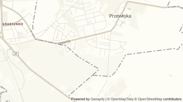 Mapa okolicy: MegaLandia — Przewłoka, Wybrzeże Słowińskie. Podgląd obejmuje około 3,6 km w poziomie.