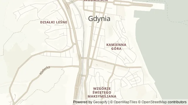 Mapa okolicy: Modernistyczne Śródmieście Gdyni — Gdynia. Podgląd obejmuje około 3,6 km w poziomie.