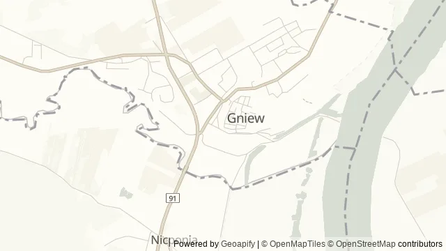Mapa okolicy: Mury obronne w Gniewie — Gniew, Dolna Wisła i Powiśle. Podgląd obejmuje około 3,6 km w poziomie.