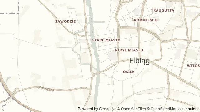 Mapa okolicy: Muzeum Archeologiczno-Historyczne w Elblągu — Elbląg. Podgląd obejmuje około 3,6 km w poziomie.
