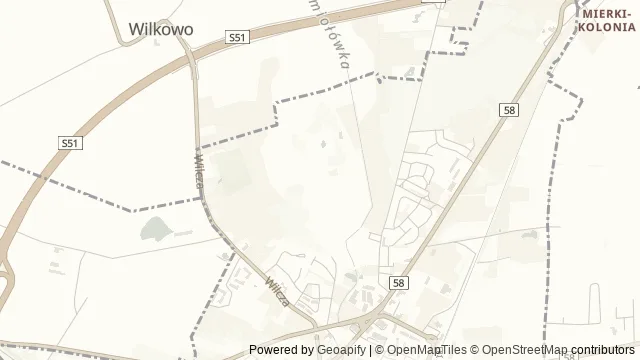 Mapa okolicy: Muzeum Budownictwa Ludowego w Olsztynku — Olsztynek, Pojezierze Iławskie. Podgląd obejmuje około 3,6 km w poziomie.