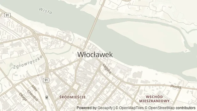 Mapa okolicy: Muzeum Historii Włocławka — Włocławek, Kujawy i Pałuki. Podgląd obejmuje około 3,6 km w poziomie.