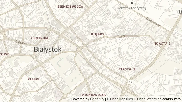 Mapa okolicy: Muzeum Historyczne w Białymstoku — Białystok. Podgląd obejmuje około 3,6 km w poziomie.