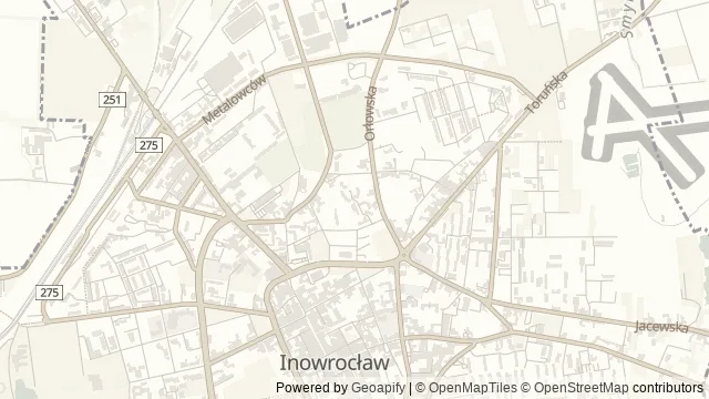 Mapa okolicy: Muzeum im. Jana Kasprowicza w Inowrocławiu — Inowrocław, Kujawy i Pałuki. Podgląd obejmuje około 3,6 km w poziomie.