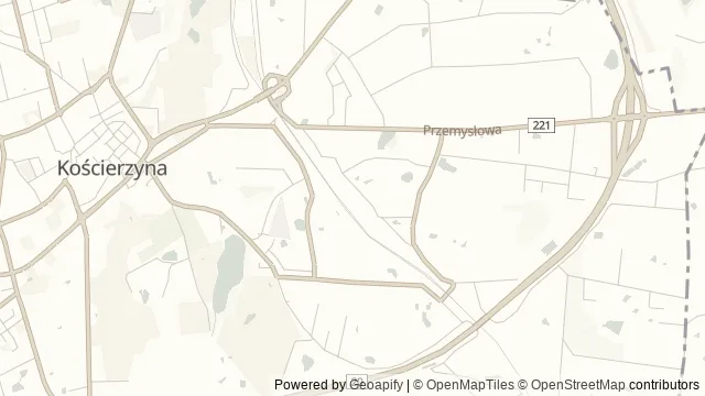 Mapa okolicy: Muzeum Kolejnictwa – Skansen Parowozownia w Kościerzynie — Kościerzyna, Bory Tucholskie. Podgląd obejmuje około 3,6 km w poziomie.