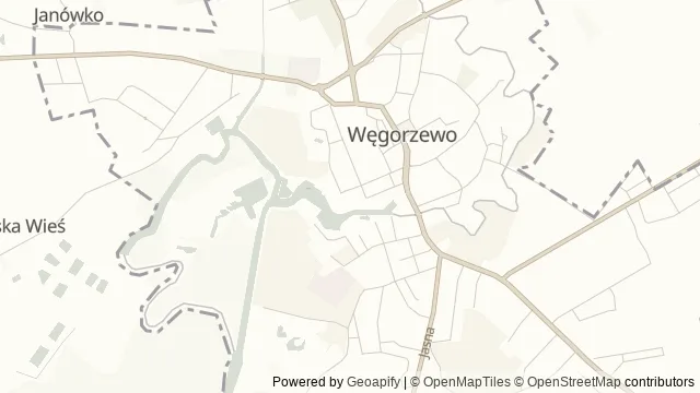 Mapa okolicy: Muzeum Kultury Ludowej w Węgorzewie (z Parkiem Etnograficznym nad Węgorapą) — Węgorzewo, Mazury. Podgląd obejmuje około 3,6 km w poziomie.