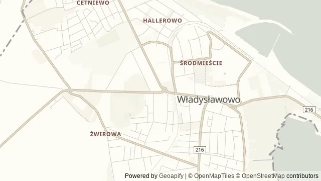 Mapa okolicy: Muzeum Motyli we Władysławowie — Władysławowo, Półwysep Helski i Ziemia Pucka. Podgląd obejmuje około 3,6 km w poziomie.