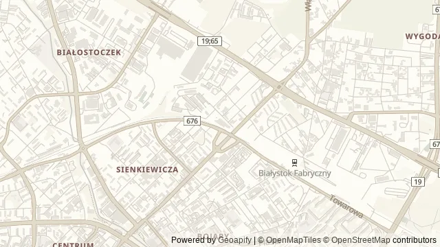 Mapa okolicy: Muzeum Pamięci Sybiru — Białystok. Podgląd obejmuje około 3,6 km w poziomie.