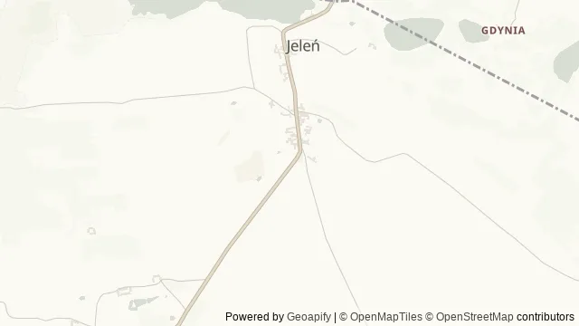 Mapa okolicy: Muzeum Przyrody i Muzeum Etnograficzne im. Edwarda Klemensa w siedzibie Welskiego Parku Krajobrazowego w Jeleniu — Jeleń, Mazury Południowe. Podgląd obejmuje około 3,6 km w poziomie.
