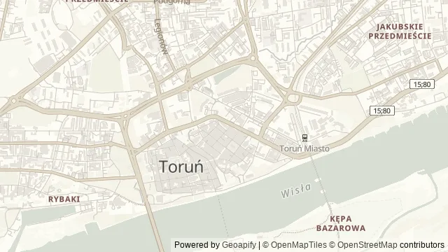 Mapa okolicy: Muzeum Twierdzy Toruń — Toruń. Podgląd obejmuje około 3,6 km w poziomie.