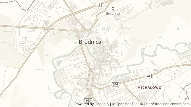 Mapa okolicy: Muzeum w Brodnicy — Brodnica, Ziemia chełmińska. Podgląd obejmuje około 3,6 km w poziomie.