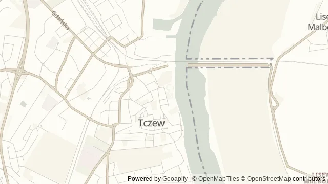 Mapa okolicy: Muzeum Wisły w Tczewie — Tczew, Dolna Wisła i Powiśle. Podgląd obejmuje około 3,6 km w poziomie.