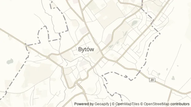 Mapa okolicy: Muzeum Zachodniokaszubskie w Bytowie — Bytów, Kaszuby. Podgląd obejmuje około 3,6 km w poziomie.