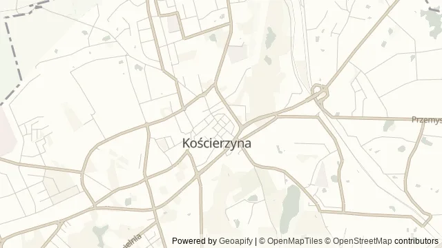 Mapa okolicy: Muzeum Ziemi Kościerskiej im. dra Jerzego Knyby — Kościerzyna, Bory Tucholskie. Podgląd obejmuje około 3,6 km w poziomie.