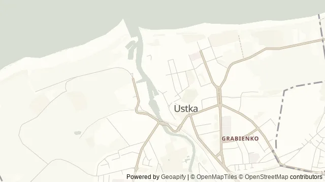 Mapa okolicy: Muzeum Ziemi Usteckiej — Ustka, Wybrzeże Słowińskie. Podgląd obejmuje około 3,6 km w poziomie.
