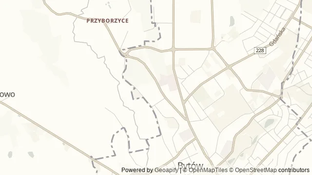 Mapa okolicy: Nimfa kompleks basenowo-rekreacyjny — Bytów, Kaszuby. Podgląd obejmuje około 3,6 km w poziomie.