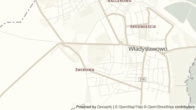 Mapa okolicy: Ocean Park — Władysławowo, Półwysep Helski i Ziemia Pucka. Podgląd obejmuje około 3,6 km w poziomie.