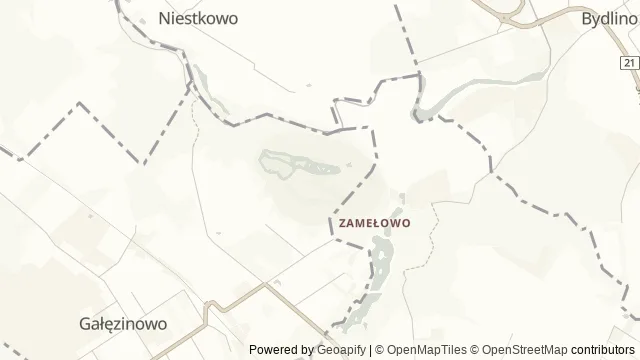 Mapa okolicy: Ogród Zoologiczny Dolina Charlotty w Strzelinku — Strzelinko, Wybrzeże Słowińskie. Podgląd obejmuje około 3,6 km w poziomie.