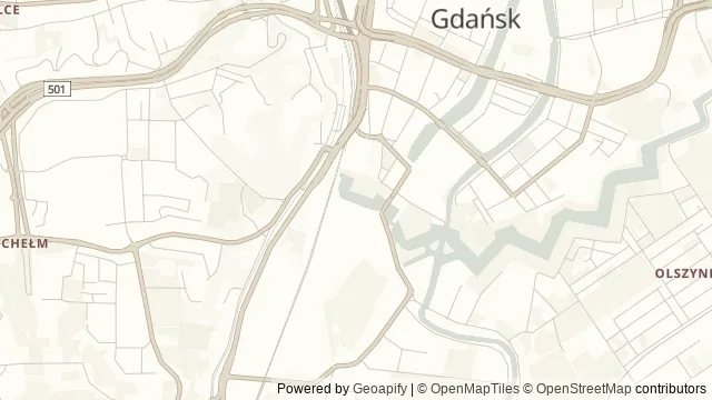 Mapa okolicy: Opływ Motławy — Gdańsk. Podgląd obejmuje około 3,6 km w poziomie.