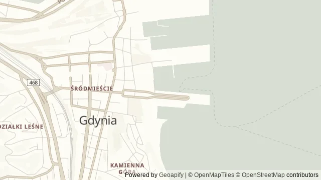 Mapa okolicy: ORP Błyskawica — Gdynia. Podgląd obejmuje około 3,6 km w poziomie.
