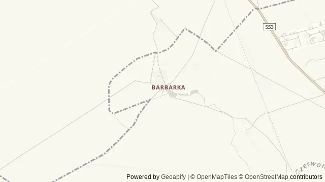Mapa okolicy: Osada Leśna Barbarka — Toruń. Podgląd obejmuje około 3,6 km w poziomie.