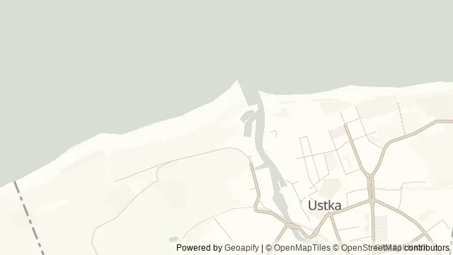 Mapa okolicy: Park Historii i Rozrywki „Twierdza Ustka” — Ustka, Wybrzeże Słowińskie. Podgląd obejmuje około 3,6 km w poziomie.