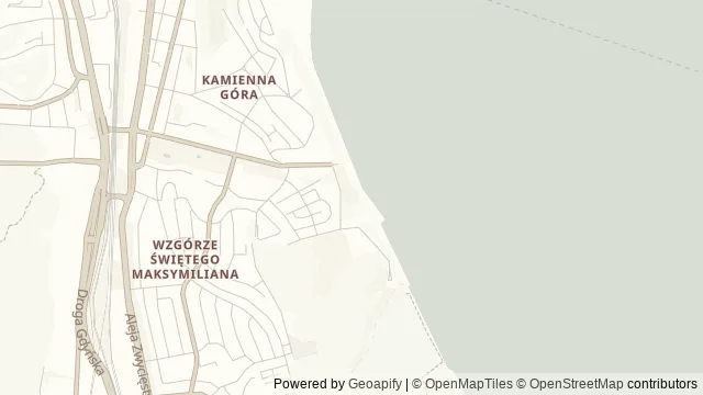 Mapa okolicy: Park Linowy Góra Harców — Gdynia. Podgląd obejmuje około 3,6 km w poziomie.