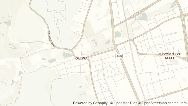 Mapa okolicy: Park Oliwski — Gdańsk. Podgląd obejmuje około 3,6 km w poziomie.