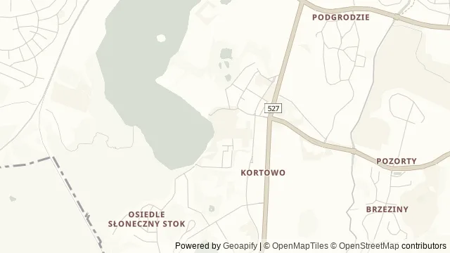 Mapa okolicy: Park w Kortowie — Olsztyn. Podgląd obejmuje około 3,6 km w poziomie.