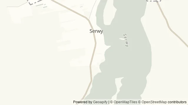 Mapa okolicy: Plaża w Serwach nad jeziorem Serwy — Serwy, Augustów. Podgląd obejmuje około 3,6 km w poziomie.