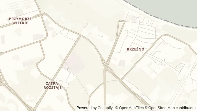 Mapa okolicy: Plaża i molo w Brzeźnie — Gdańsk. Podgląd obejmuje około 3,6 km w poziomie.