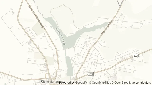 Mapa okolicy: Plaża miejska i kąpielisko nad Zalewem nr 2 w Siemiatyczach — Siemiatycze, Podlasie Nadbużańskie. Podgląd obejmuje około 3,6 km w poziomie.