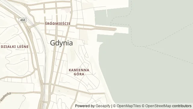 Mapa okolicy: Plaża miejska w Gdyni — Gdynia. Podgląd obejmuje około 3,6 km w poziomie.
