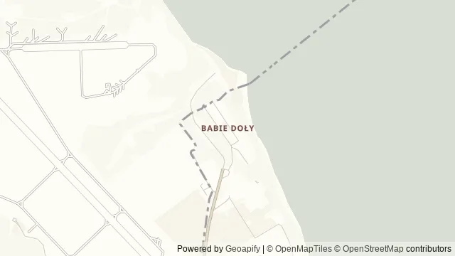 Mapa okolicy: Plaża w Babich Dołach — Gdynia. Podgląd obejmuje około 3,6 km w poziomie.