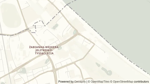 Mapa okolicy: Plaża w Jelitkowie — Gdańsk. Podgląd obejmuje około 3,6 km w poziomie.