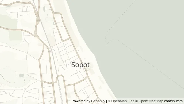Mapa okolicy: Plaża miejska w Sopocie — Sopot. Podgląd obejmuje około 3,6 km w poziomie.