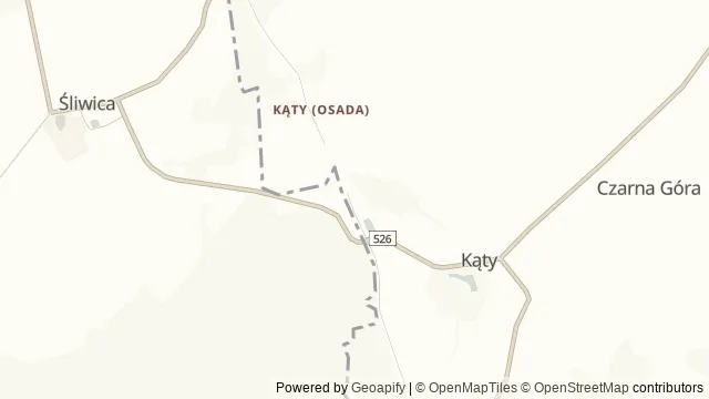 Mapa okolicy: Pochylnia Kąty — Kąty, Elbląg. Podgląd obejmuje około 3,6 km w poziomie.