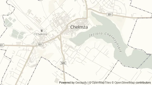 Mapa okolicy: Pomost spacerowy — Chełmża, Toruń. Podgląd obejmuje około 3,6 km w poziomie.
