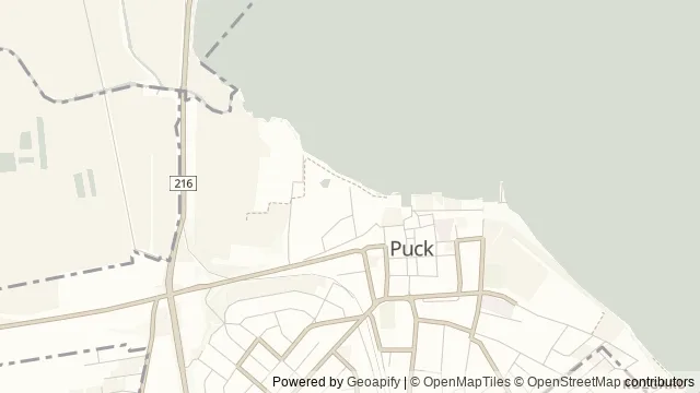 Mapa okolicy: Port i molo w Pucku — Puck, Półwysep Helski i Ziemia Pucka. Podgląd obejmuje około 3,6 km w poziomie.