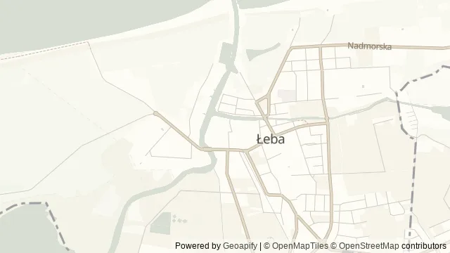 Mapa okolicy: Port rybacki w Łebie — Łeba, Wybrzeże Słowińskie. Podgląd obejmuje około 3,6 km w poziomie.
