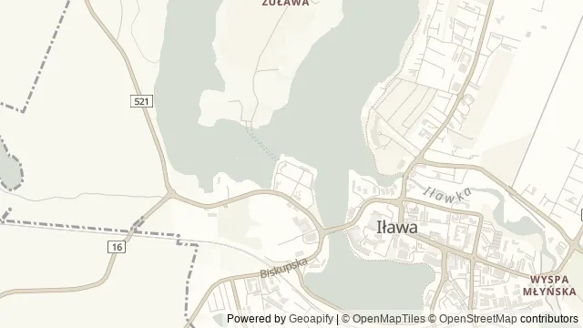 Mapa okolicy: Port Śródlądowy w Iławie — Iława, Pojezierze Iławskie. Podgląd obejmuje około 3,6 km w poziomie.