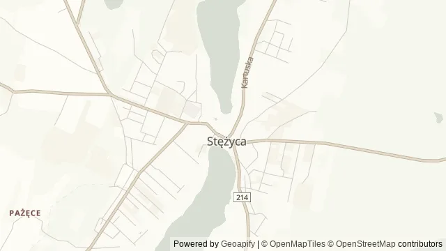 Mapa okolicy: Promenada im. ks. Konrada Lubińskiego i marina w Stężycy — Stężyca, Kaszuby. Podgląd obejmuje około 3,6 km w poziomie.
