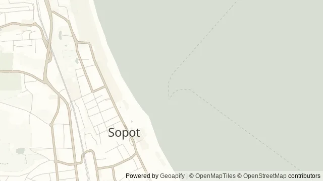 Mapa okolicy: Promenada nadmorska w stronę Gdyni — Sopot. Podgląd obejmuje około 3,6 km w poziomie.
