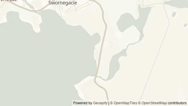 Mapa okolicy: Przystań kajakowa nad Brdą w Swornegaciach — Swornegacie, Bory Tucholskie. Podgląd obejmuje około 3,6 km w poziomie.